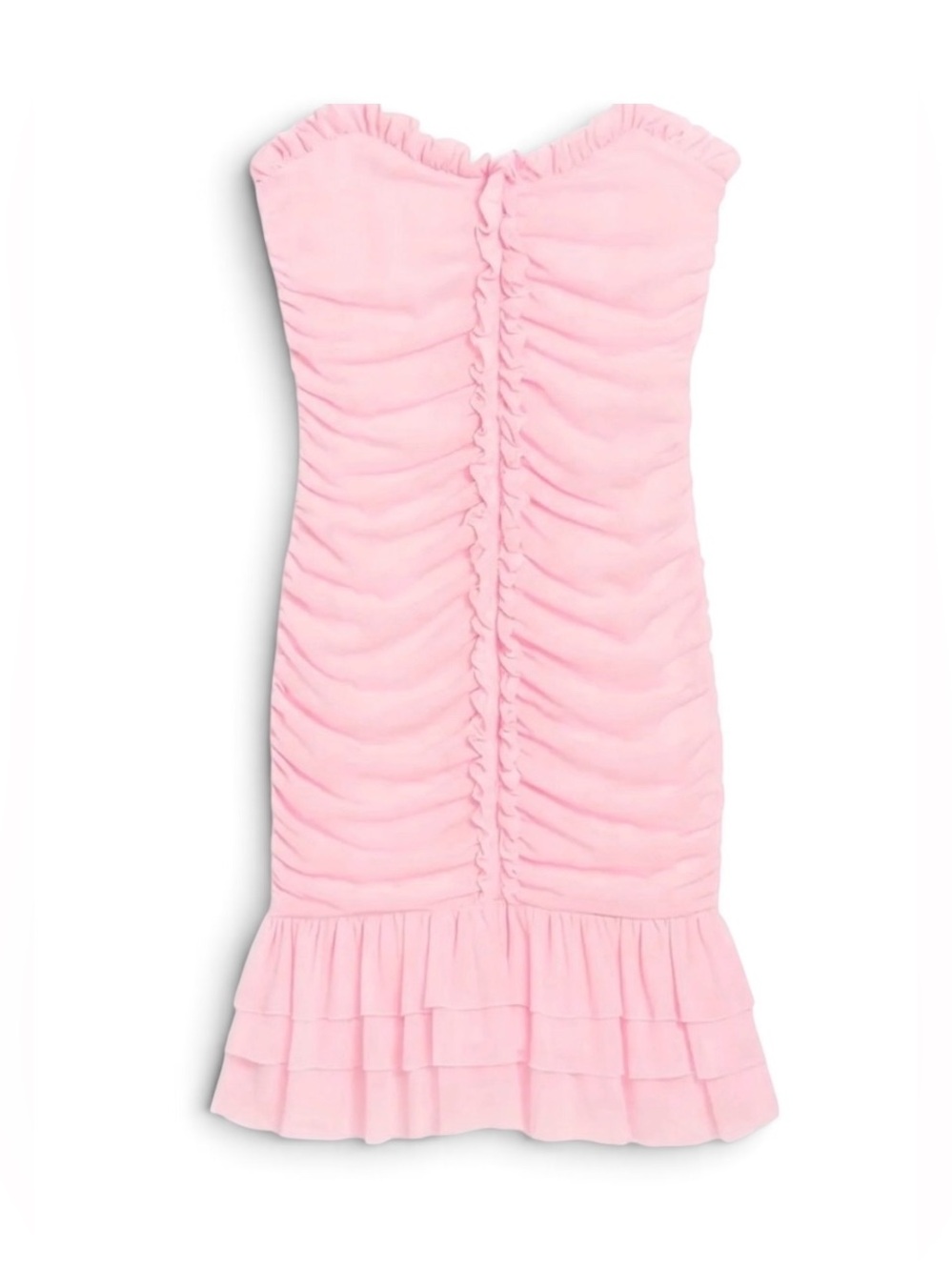Katie J NYC Pink Strapless Ruffle Ruched Dress Size Large